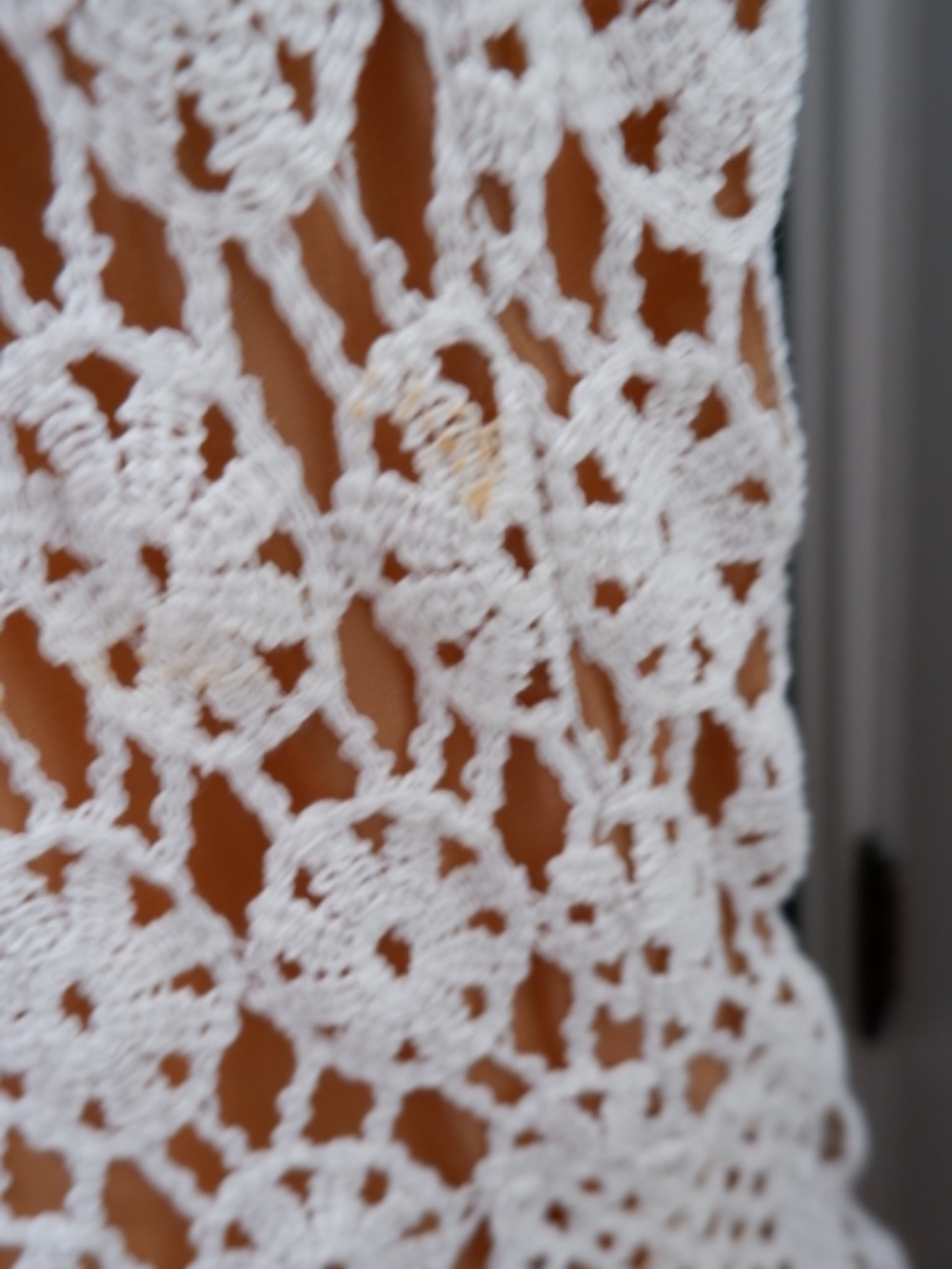 1960s Cotton Crochet Mock Neck Gown - Picture 8 of 11